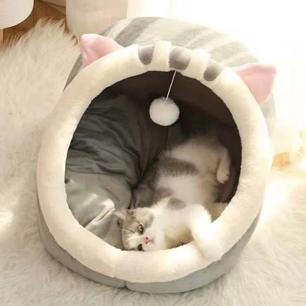 CozyNest™ Warm Semi-Closed Cat Bed