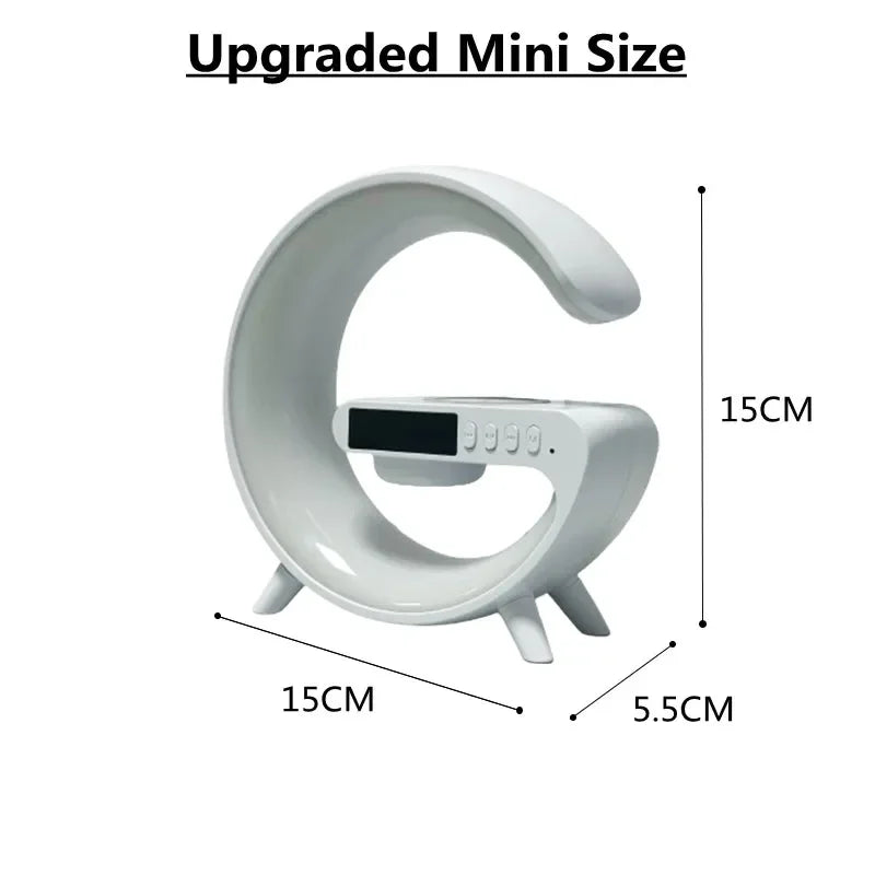 Modern mini size white G-shaped digital clock with display, Zaranss home decor, 15x15x5.5cm