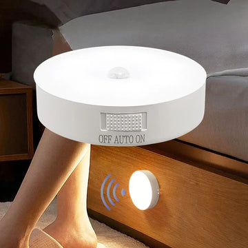 Motion sensor night light on bedside, Zaranss bedroom wireless LED lighting
