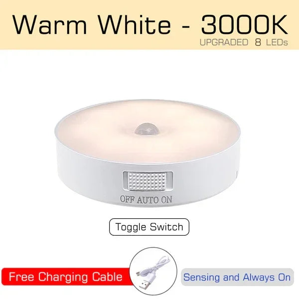 Zaranss warm white 3000K LED night light with toggle switch and free charging cable