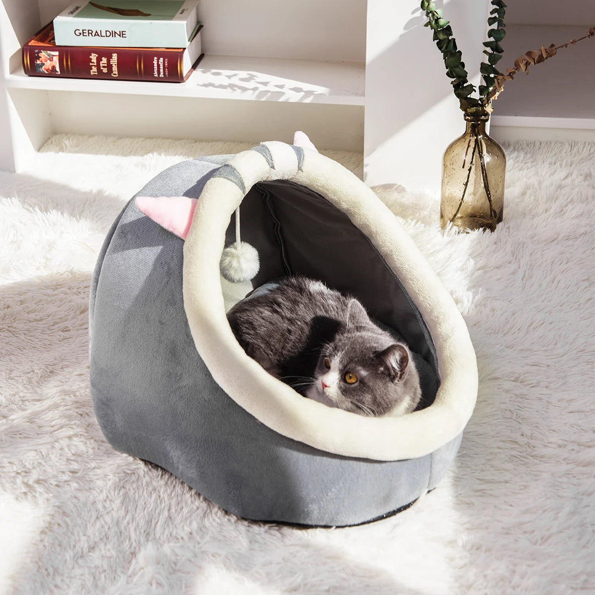 CozyNest™ Warm Semi-Closed Cat Bed