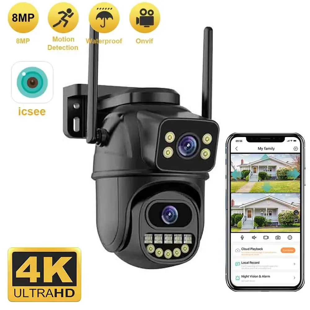 Zaranss 4K Ultra HD outdoor security camera with motion detection, waterproof design, and mobile app monitoring.