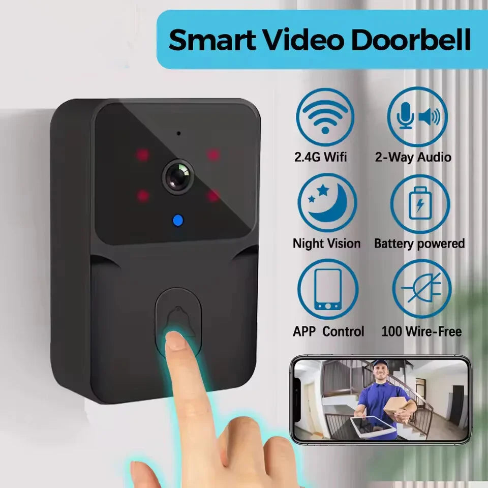 Smart video doorbell with night vision, 2-way audio, app control, and wireless design by Zaranss