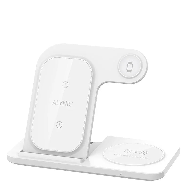 White ALYNIC wireless charging station for phone, watch, and earphones, Zaranss store