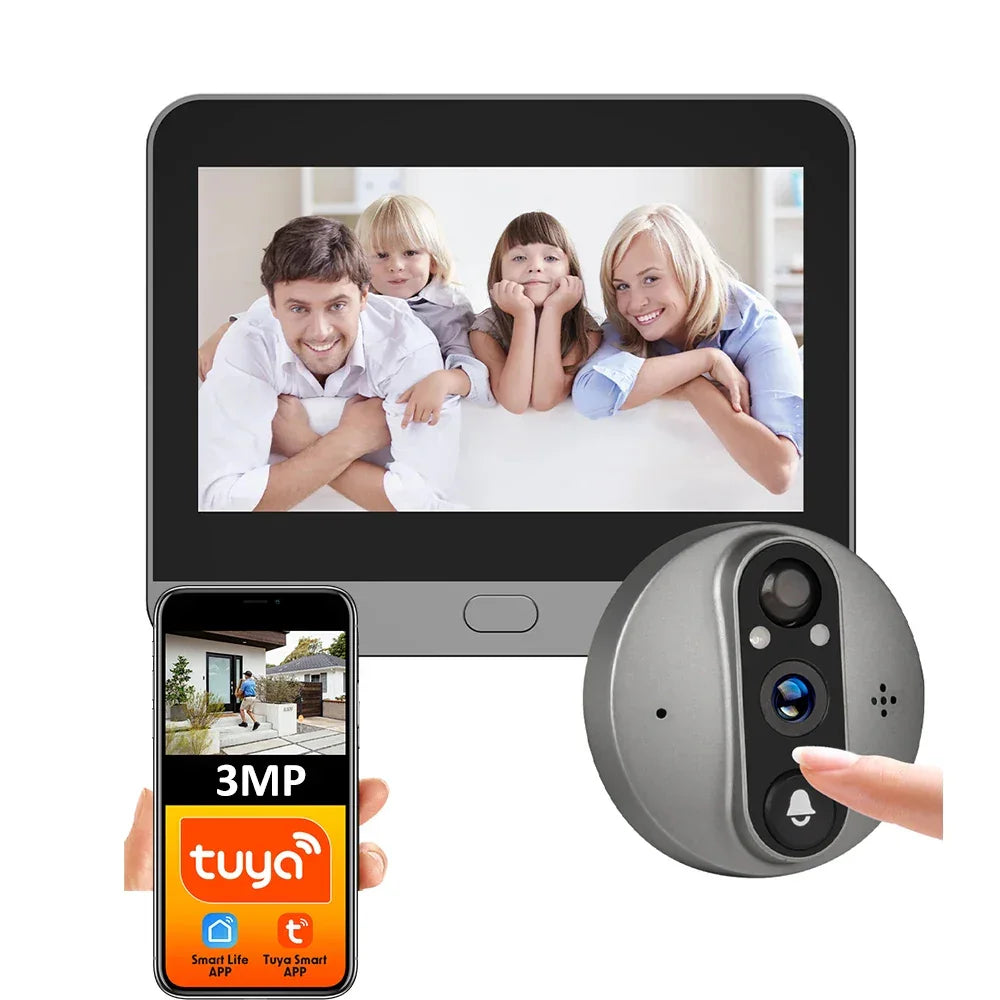 Video doorbell camera system with smart app control, display monitor, and family photo, Zaranss