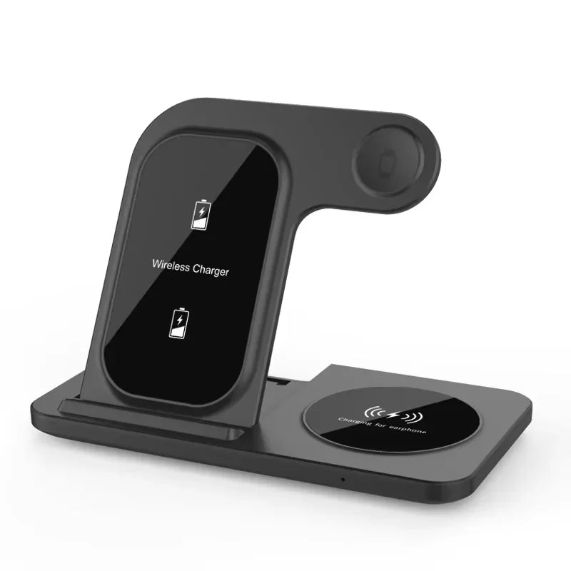 Zaranss multi-device wireless charging station for phones, earbuds, smartwatch, black