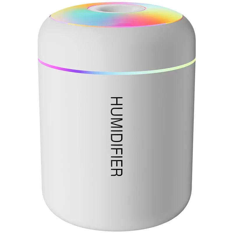 White portable humidifier with rainbow LED light, Zaranss home appliance