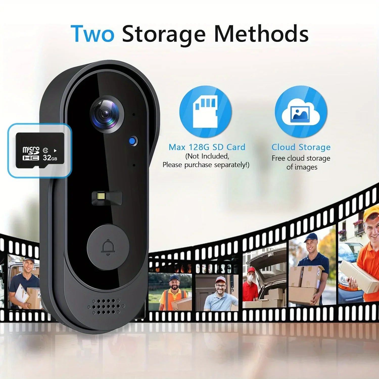 Video doorbell camera with micro SD card and cloud storage options, Zaranss smart home security