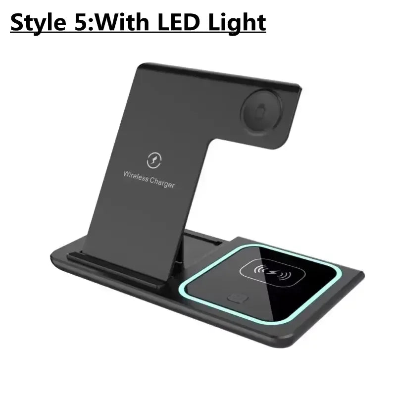 Zaranss wireless charger with LED light, black, desktop charging station